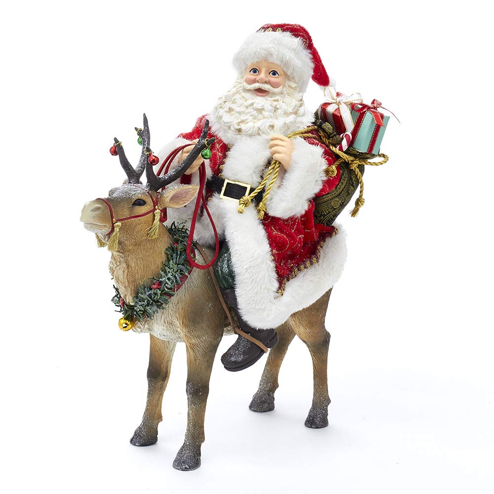 Kurt Adler 11.5-Inch Fabrich‚? Santa on Reindeer