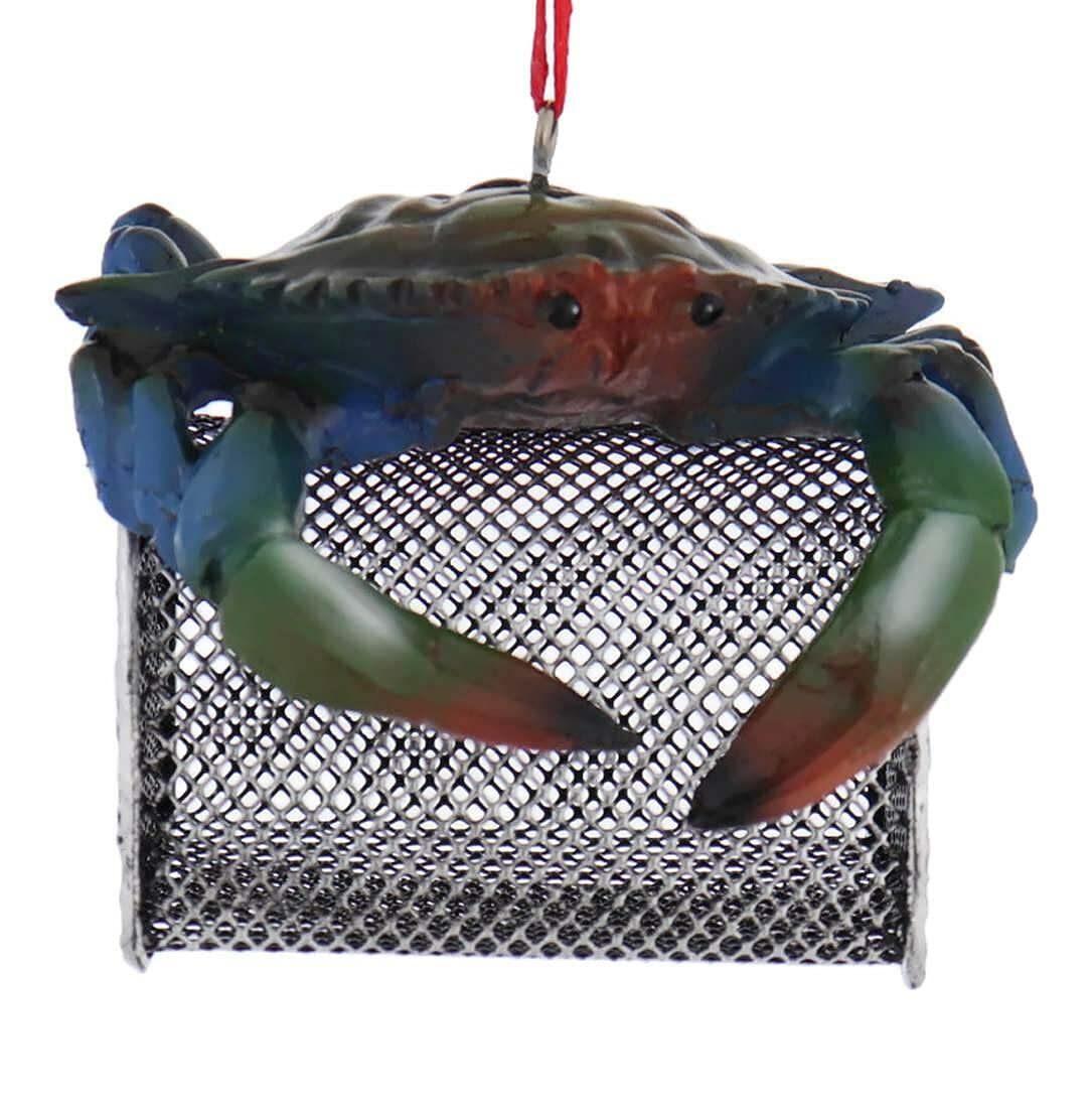 Kurt Adler Blue Crab with Wire Cage Ornament