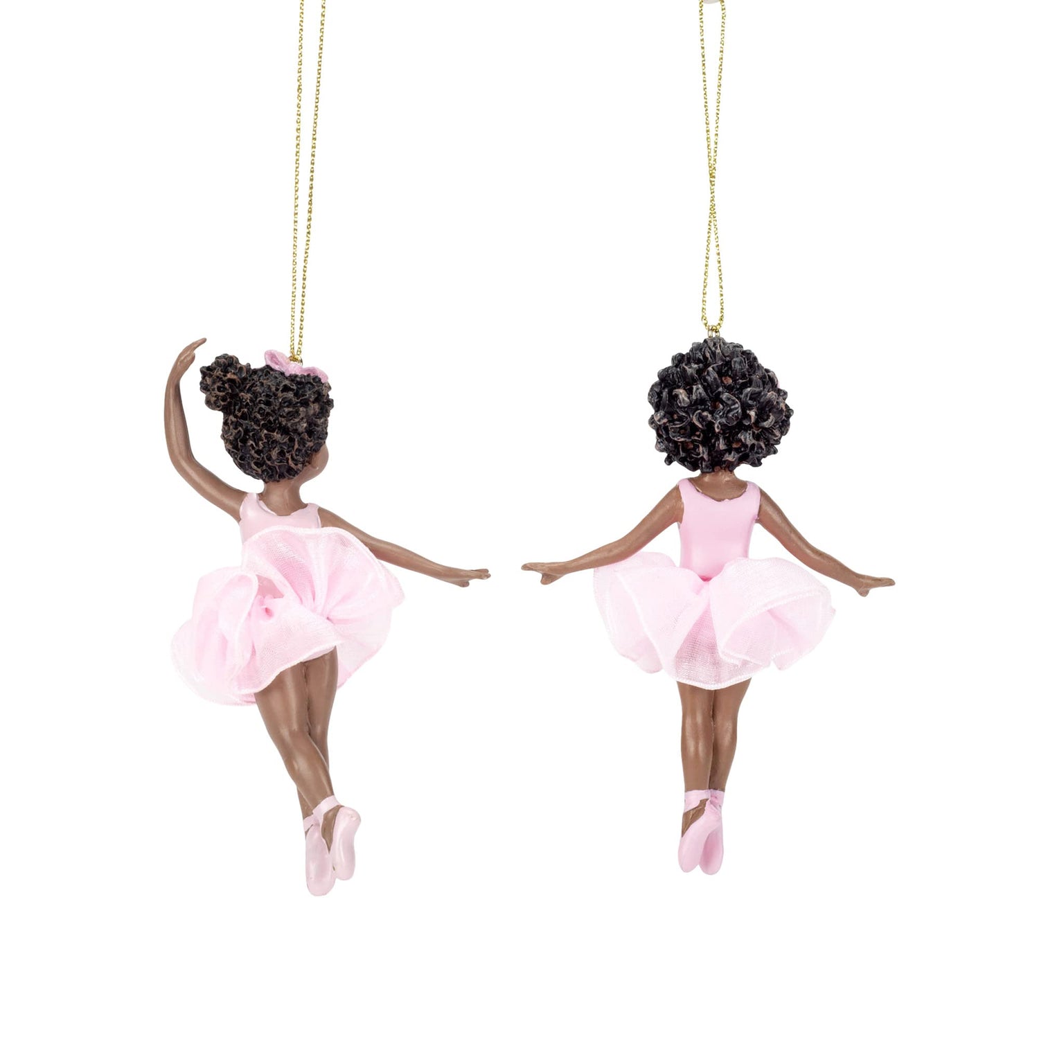 Kurt Adler 2 pc Set - Black Ballerina Girl on Toes Ornament 4 3/8 in