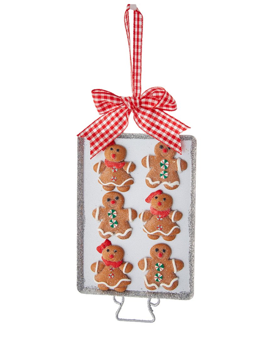 Kurt S. Adler Gingerbread Men Baked Cookies on Tray Christmas Holiday Ornaments Set of 2