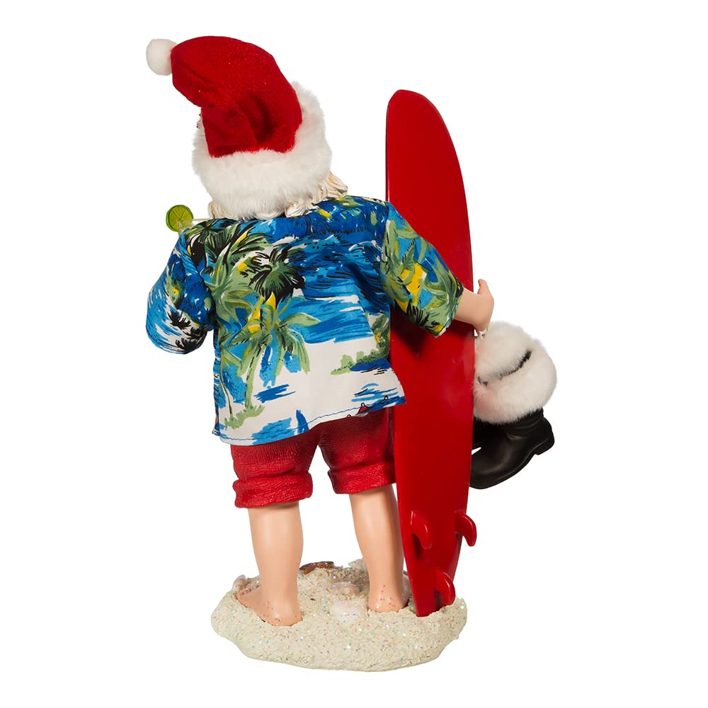Kurt S. Adler 11-Inch Fabrich‚ Santa with Surfboard and Drink