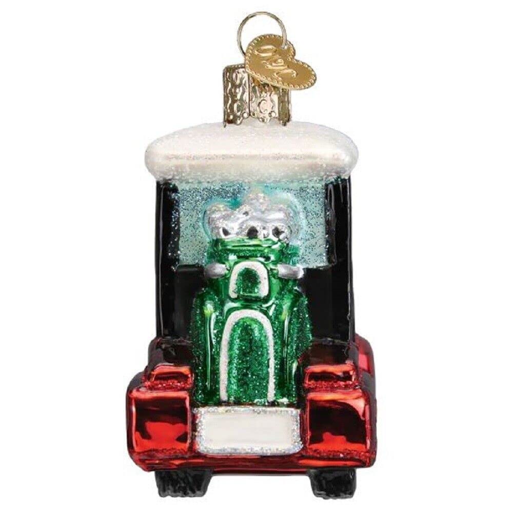 Old World Christmas Golf Cart Glass Blown Ornament for Christmas Tree, Handcrafted Holiday Decoration, Sport Collection