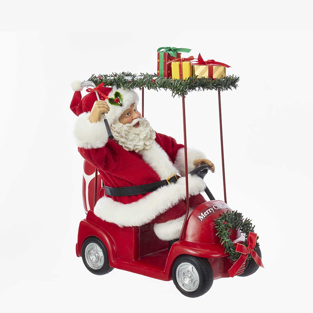 Kurt S. Adler Kurt Adler 11.25-Inch Fabrich‚ Santa Driving Golf Cart, Red