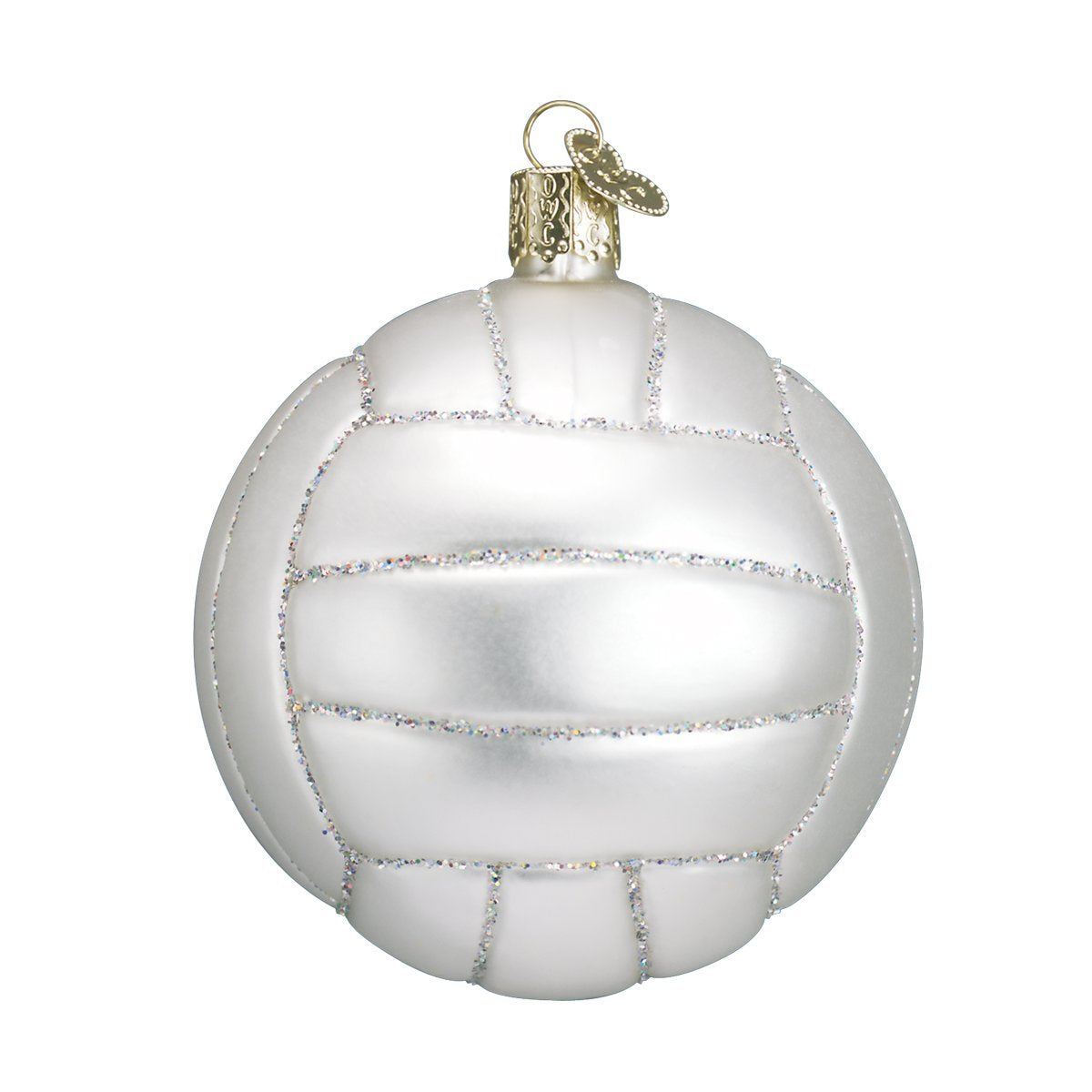 Old World Christmas Volleyball Glass Blown Ornament for Christmas Tree, Handcrafted Holiday Decoration, Sport Collection