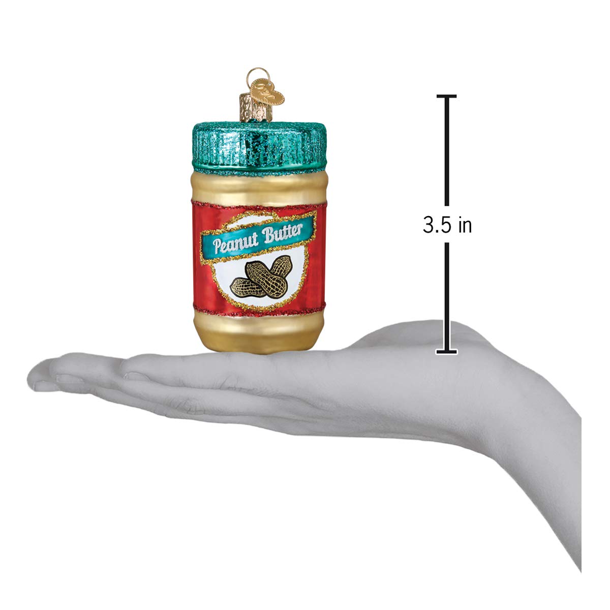 Old World Christmas Jar of Peanut Butter Glass Blown Ornament for Christmas Tree, Handcrafted Holiday Decoration, Food Collection