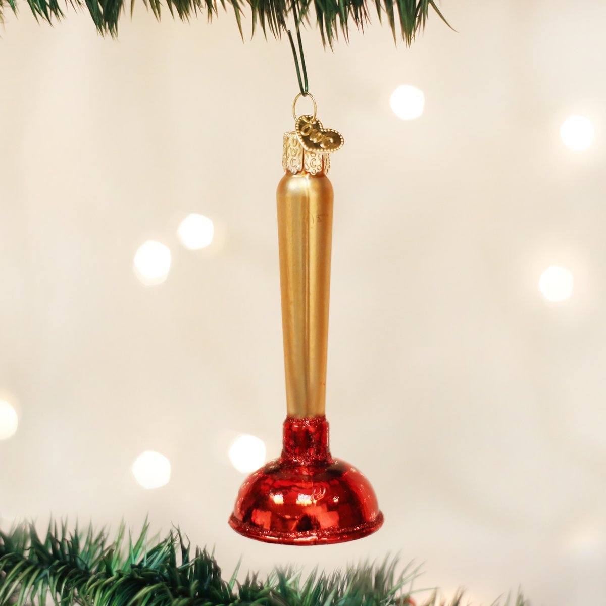 Old World Christmas Ornaments: Toilet Plunger Glass Blown Ornaments for Christmas Tree (32193)