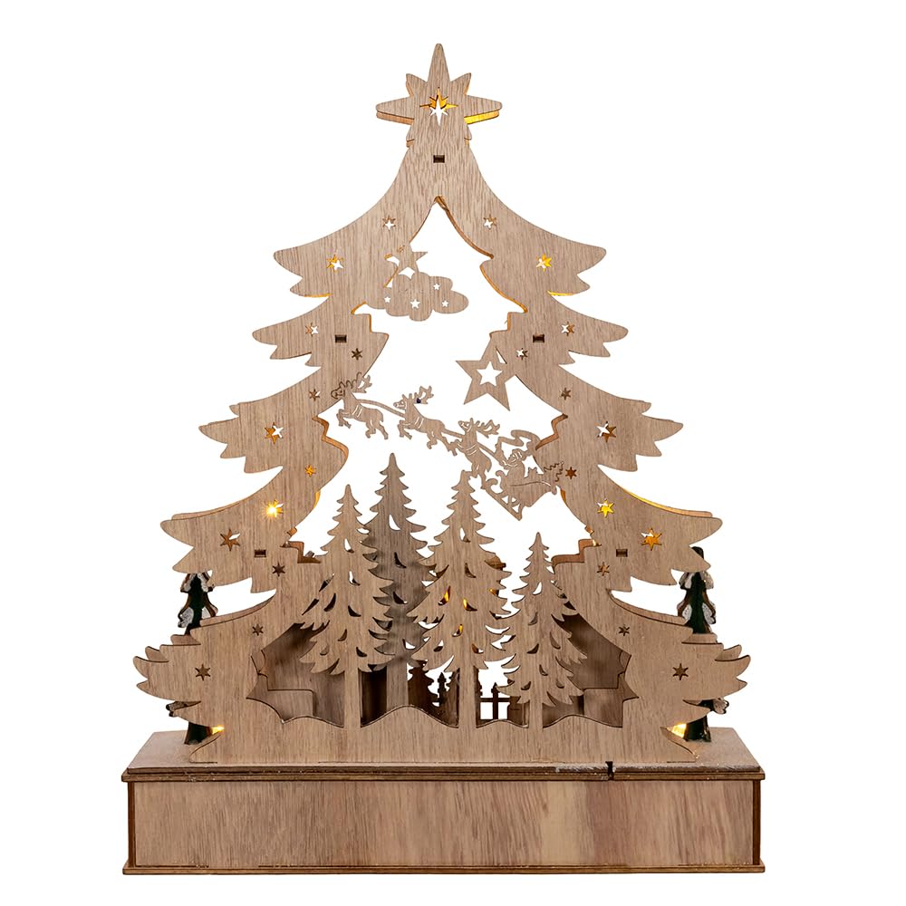 Kurt S. Adler Kurt Adler 12.6-inch Battery Operated Lighted Tree Christmas Village, Tan
