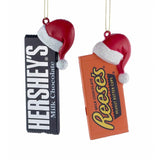 HERSHEY'S™ CANDY BAR WITH SANTA HAT ORNAMENT - 2 ASSORTED: HERSHEY'S™ AND REESE'S