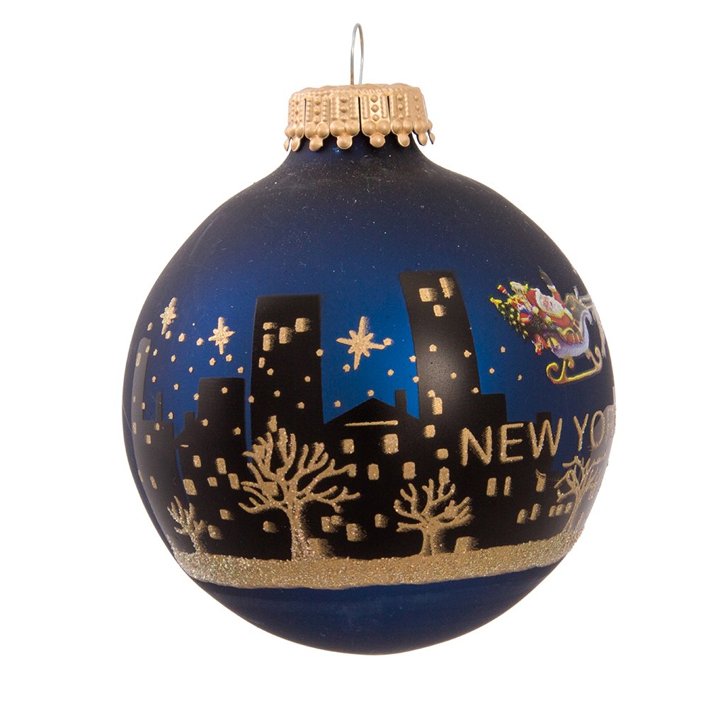 Kurt Adler New York Santa Skyline Painted Ball Ornament, 2-5/8-Inch for Christmas