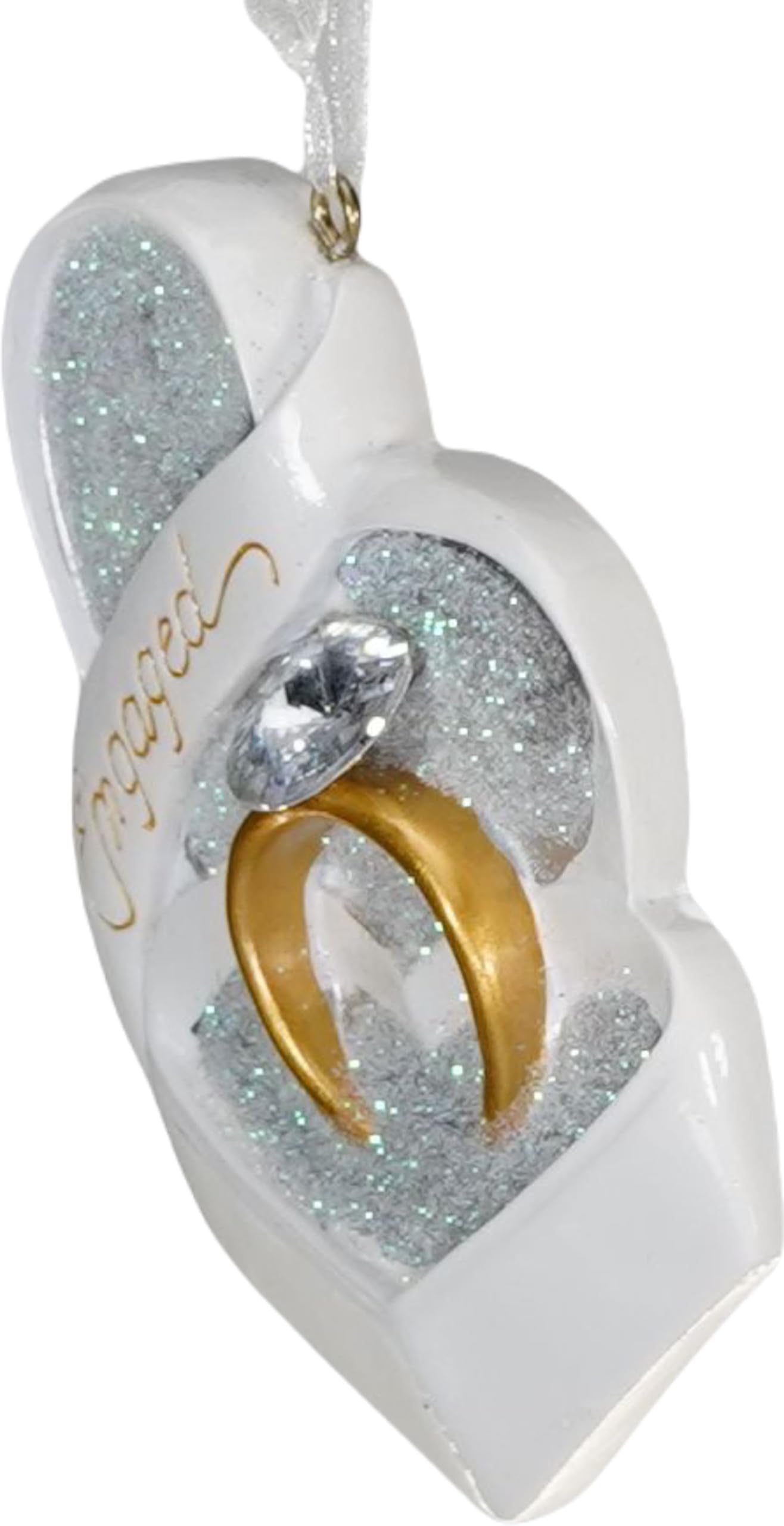 Engaged Heart Shaped Box and Ring with Gem Ornament