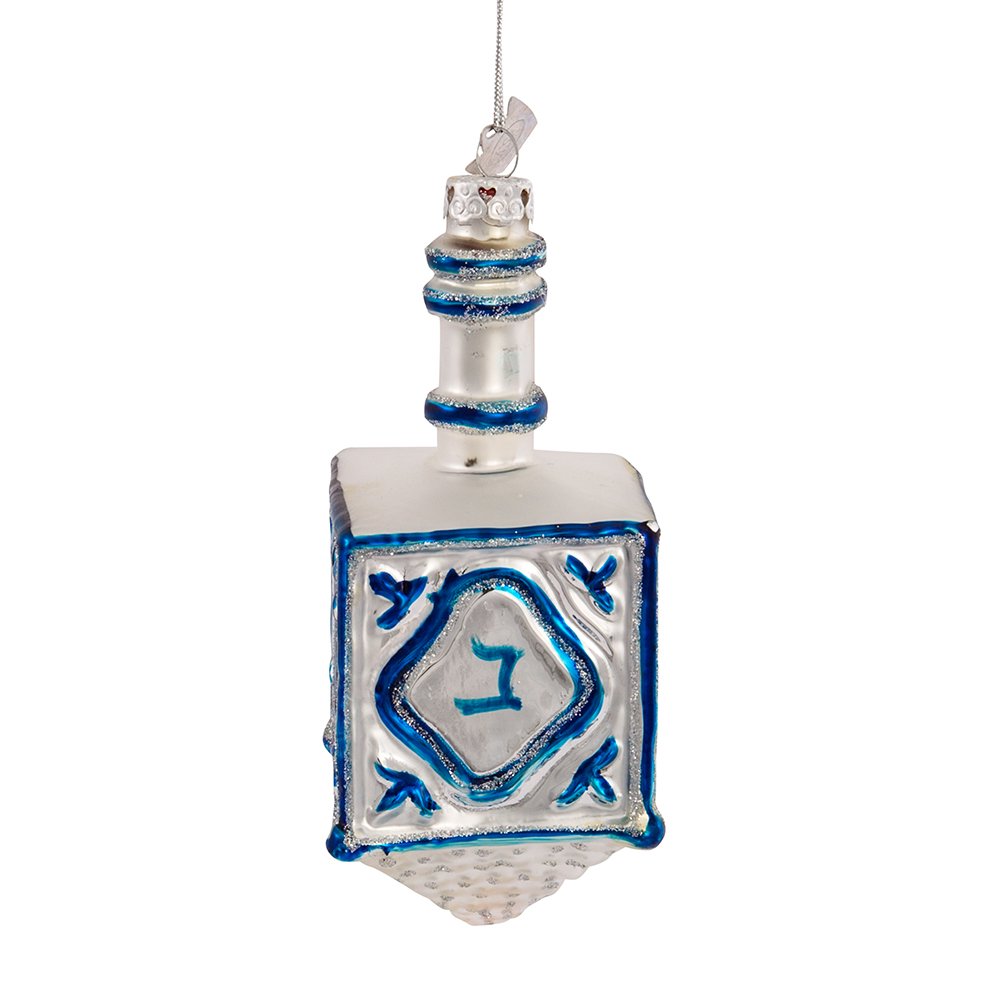 Kurt Adler 4-1/4-Inch Noble Gems Glass Jewish Dreidel Ornament for Hanukkah