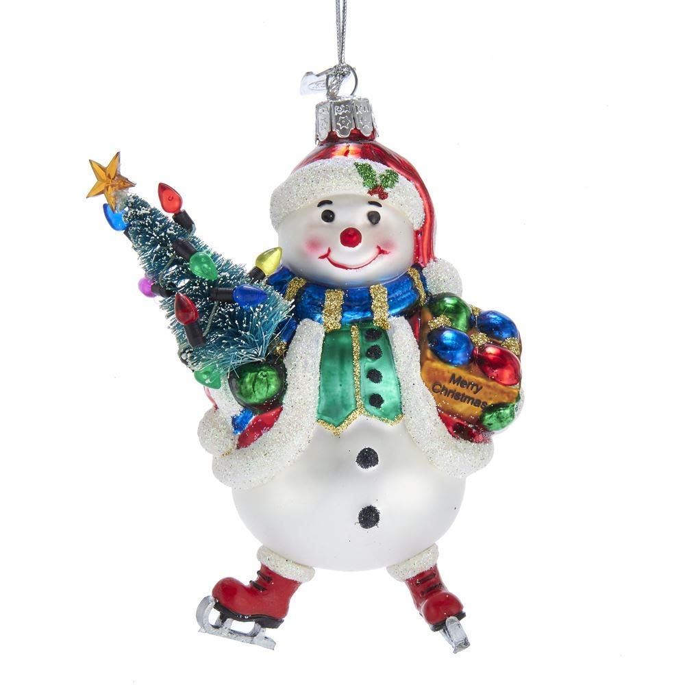 Noble Gems™ Snowman With Christmas Tree Glass Ornament