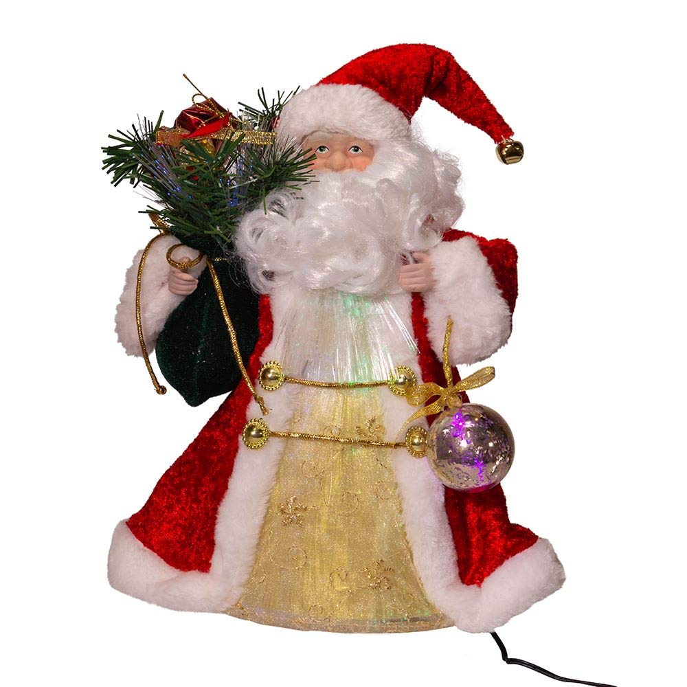 Kurt S. Adler Kurt Adler 12-Inch CUL Fiber Optic LED Santa Treetop Tree Topper, Multi