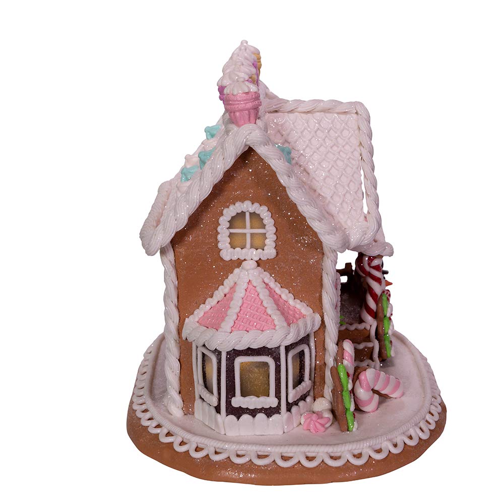 Kurt S. Adler 9-Inch Gingerbread House with LED Lights, Multi (GBJ0010)