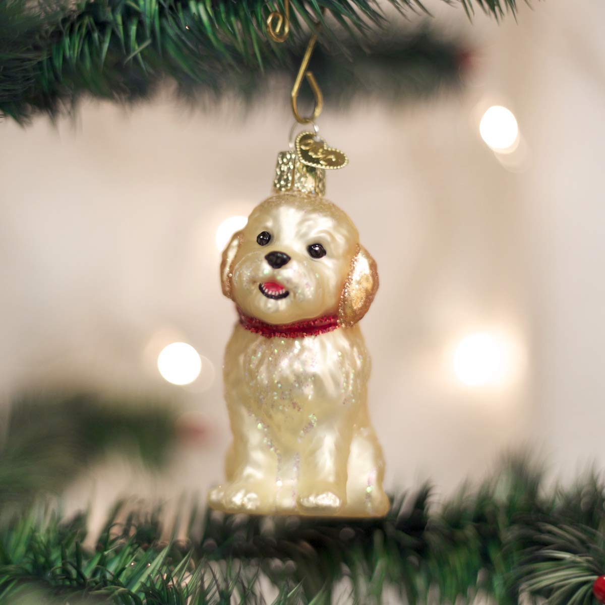 Old World Christmas Ornaments: Cockapoo Puppy Glass Blown Ornaments for Christmas Tree (12440)