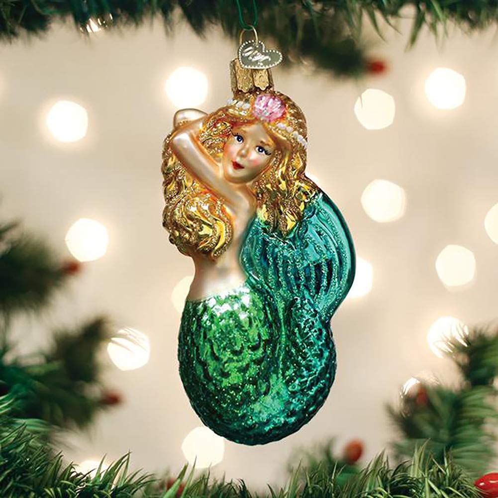 Old World Christmas Ornaments Seashell Mermaid Glass Blown Ornaments for Christmas Tree