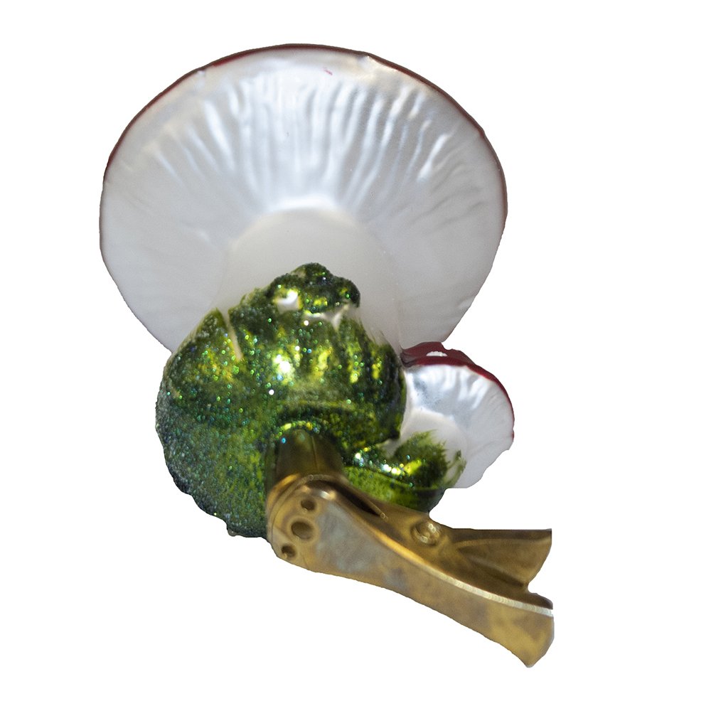 Kurt Adler 2-Piece Glass Clip-On Mushroom Ornament Set, 4-Inch,Christmas