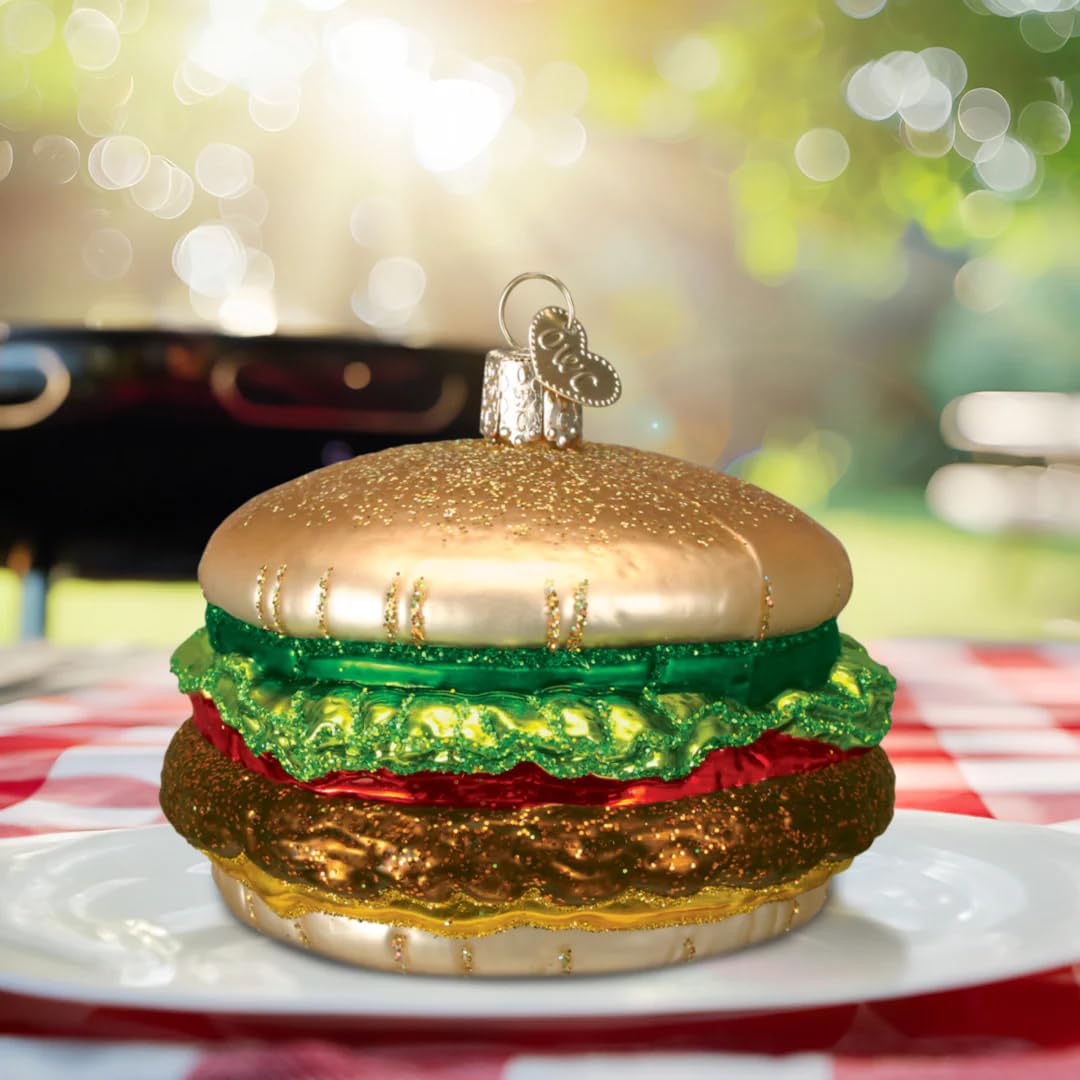 Old World Christmas Ornaments: Cheeseburger Glass Blown Ornaments for Christmas Tree (32065)