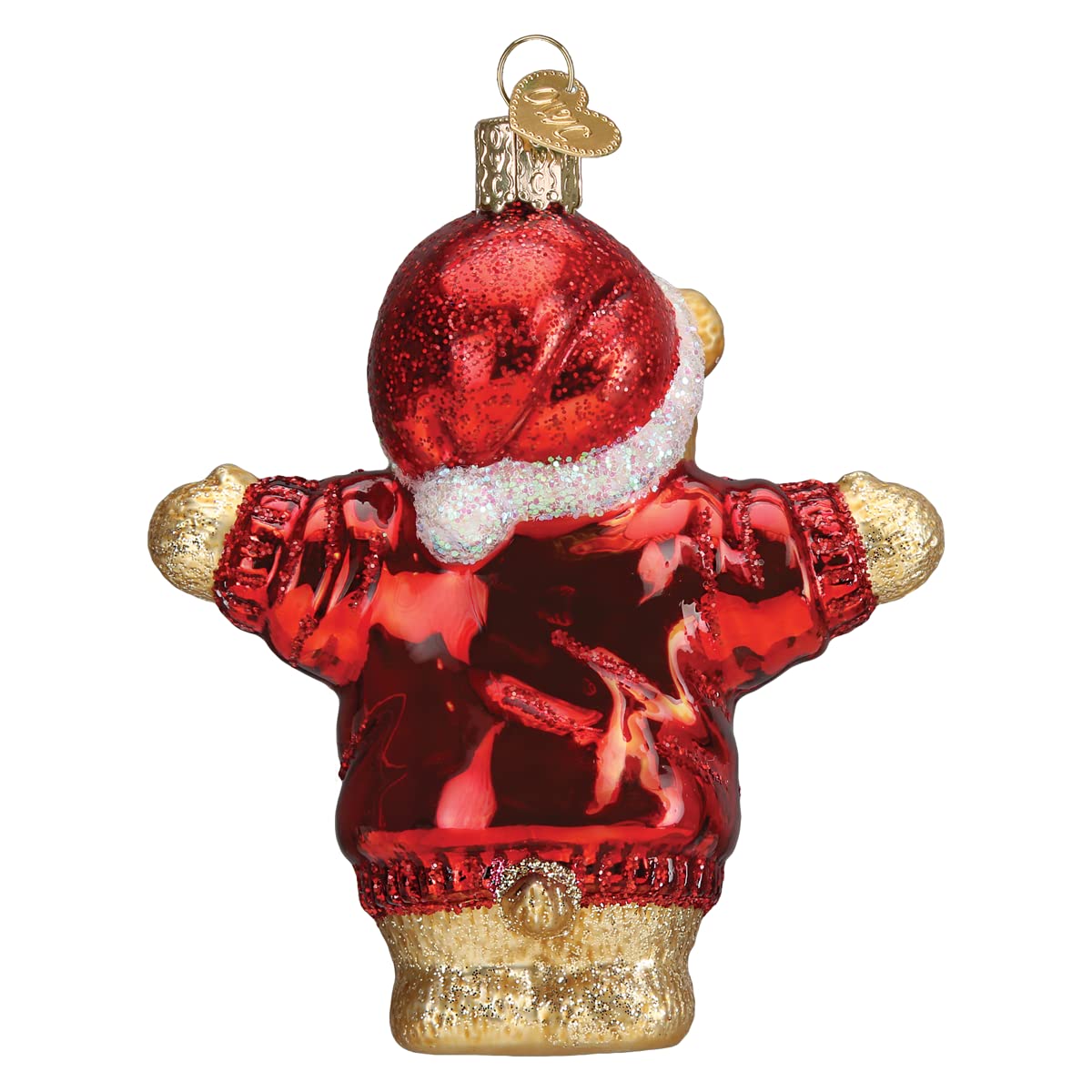 Old World Christmas I Love You More Bear Glass Blown Ornament for Christmas Tree, Handcrafted Holiday Decoration, Valentines Day Collection