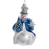 Kurt Adler 5.5-Inch Glass Enchanted Blue Snowman Ornament