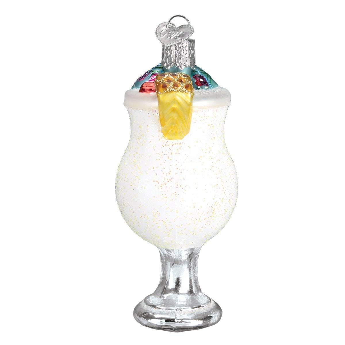 Old World Christmas Piña Colada Glass Blown Ornament for Christmas Tree, Handcrafted Holiday Decoration, Adult Beverages Collection