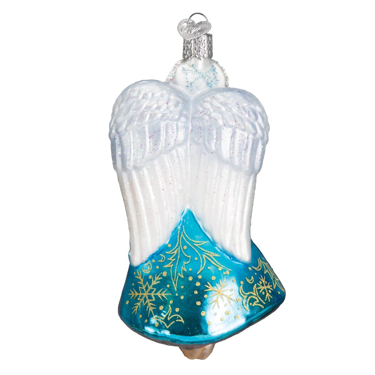 Old World Christmas Glistening Snowflake Angel Glass Blown Ornament for Christmas Tree, Handcrafted Holiday Decoration, Religion Collection