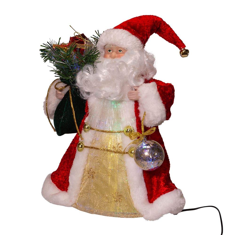 Kurt S. Adler Kurt Adler 12-Inch CUL Fiber Optic LED Santa Treetop Tree Topper, Multi
