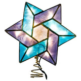 Kurt Adler 10-Light Star of David Capiz Colored Christmas Treetop, 8.5-Inch