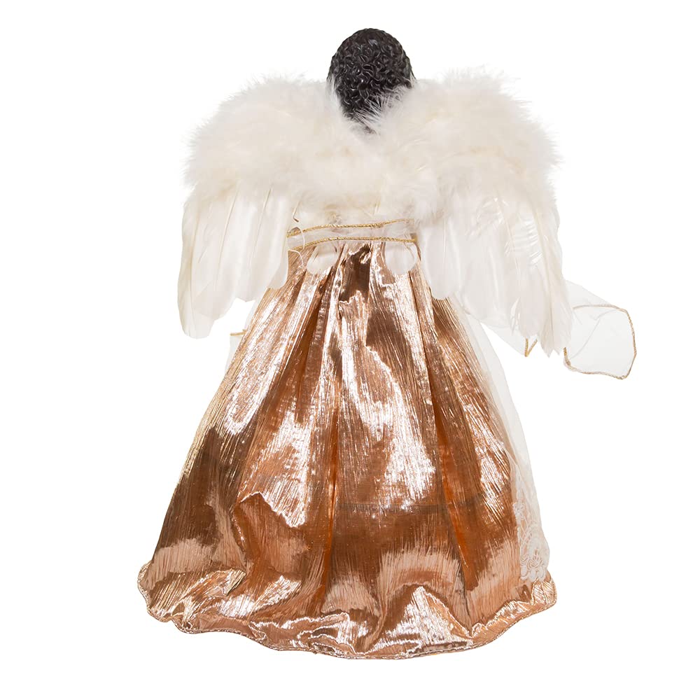 Kurt Adler 16-Inch White/Rose Gold Black Angel Tree Topper