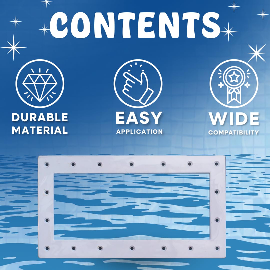 Poolzilla Wide-Mouth Thru-Wall Skimmer Face Plate for Above-Ground Swimming Pool, Compatible with 18 Hole Thru-The-Wall Skimmer Kits