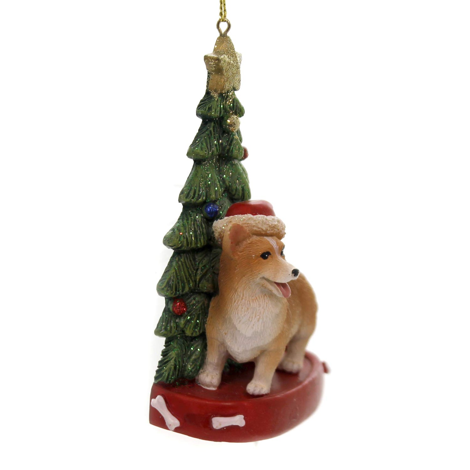 Corgi Wearing Santa Hat with Christmas Tree Ornament C7954CO New
