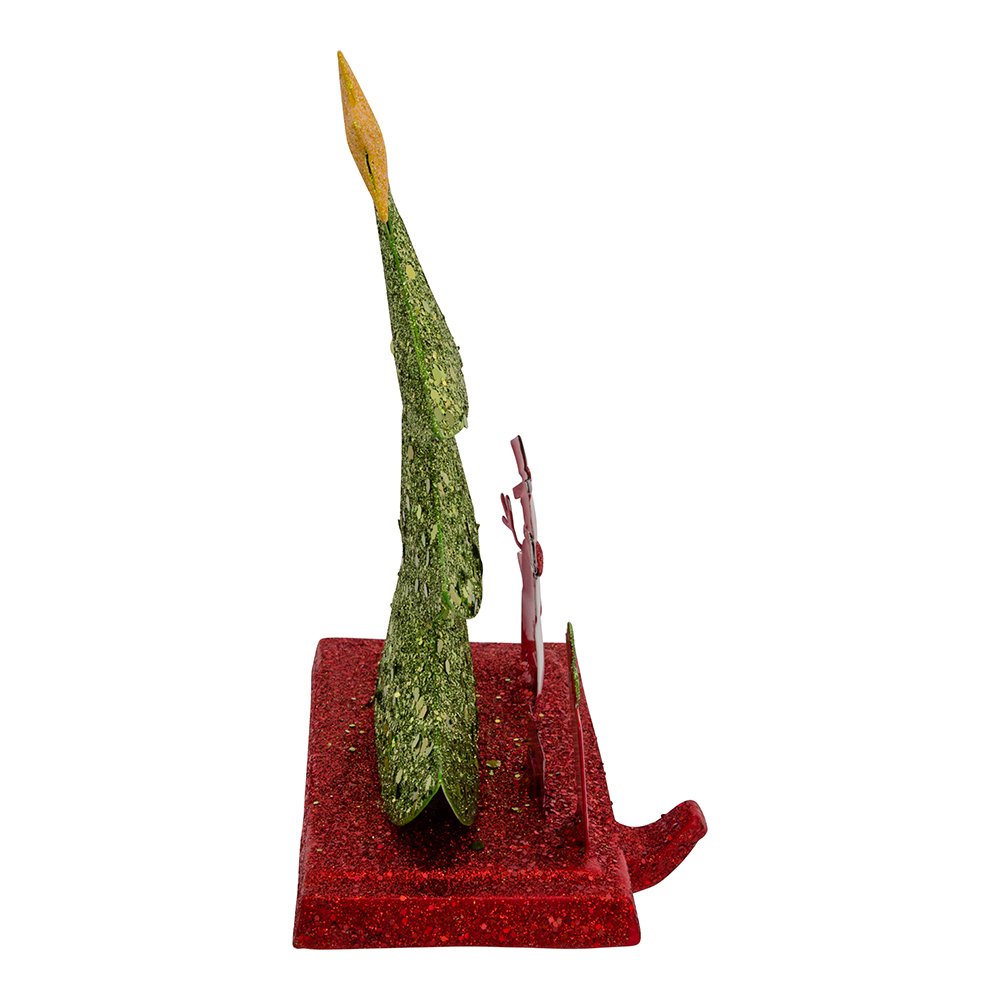 Kurt Adler Christmas Stocking Holder, Christmas Tree Glitter Base with Snowman, 6.5in