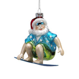 Kurt S. Adler Beach Nautical Themed Glass Ornaments (4" Glass Beach Santa Surfing Christmas Ornament J8914)