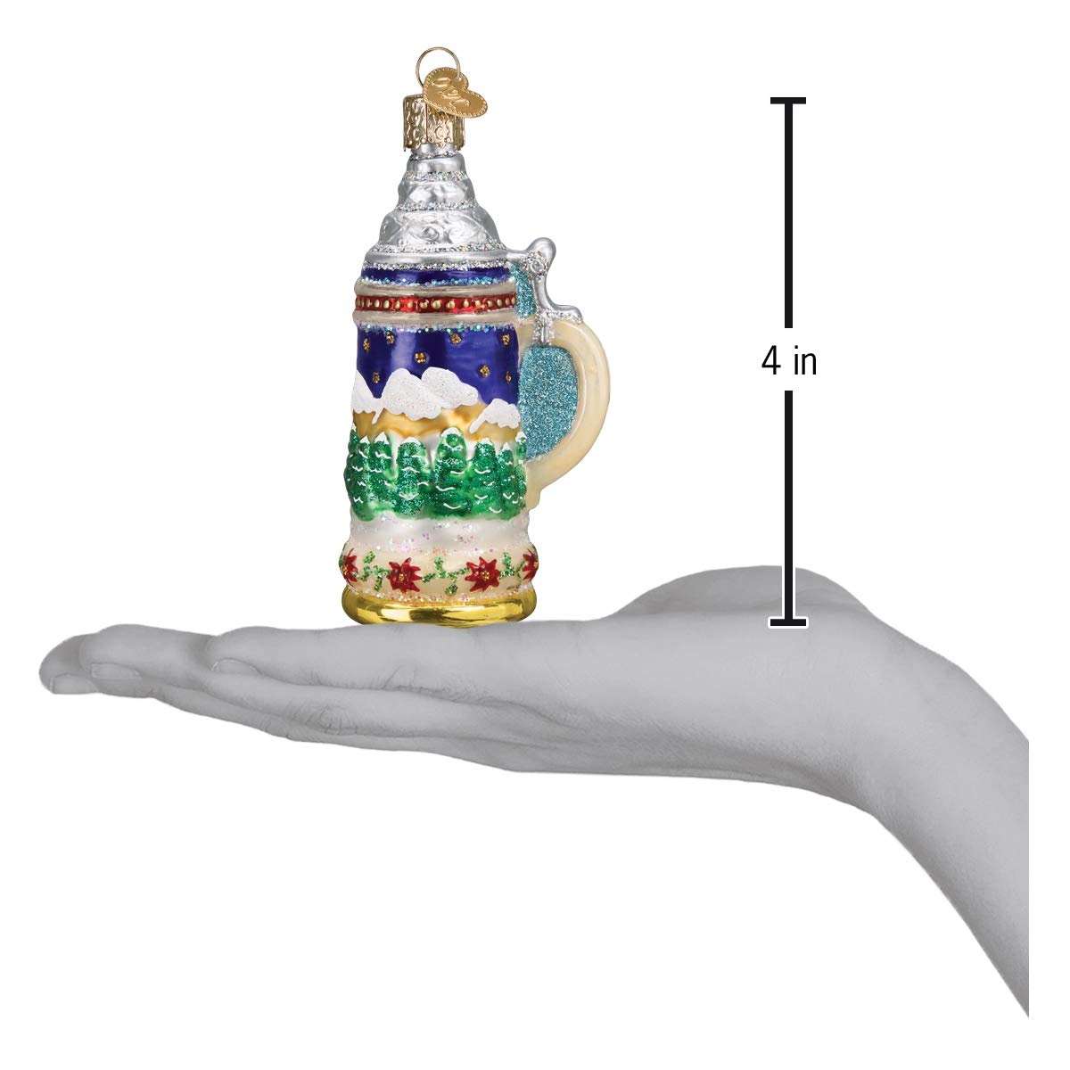 Old World Christmas German Stein Glass Blown Ornament for Christmas Tree, Handcrafted Holiday Decoration, Beer Collection