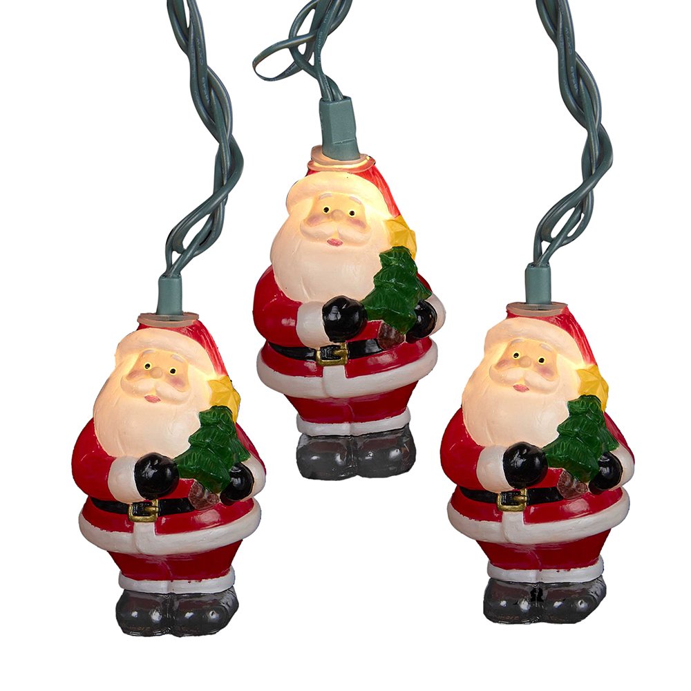 Kurt Adler UL 10-Light Santa with Tree Light Set, 3-Inch