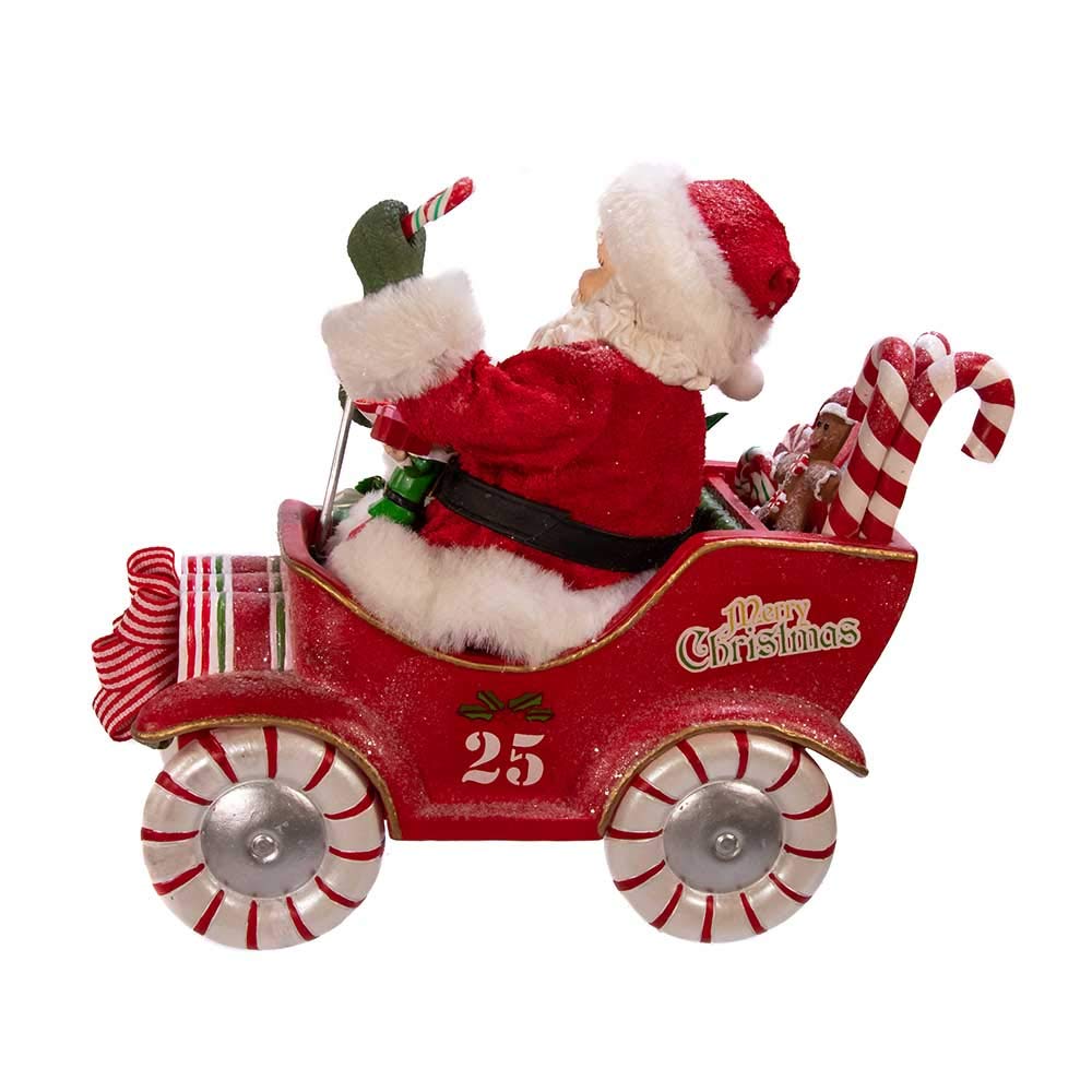 Kurt S. Adler Kurt Adler 8.5-Inch Fabrich‚ Musical Candy Car Santa, Multi