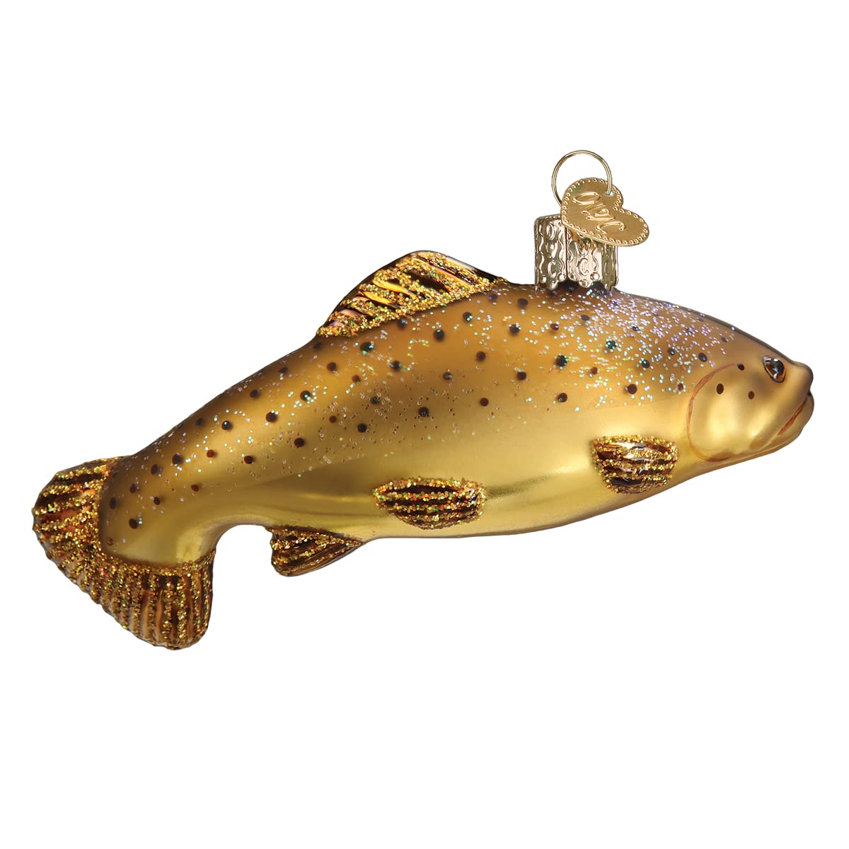 Old World Christmas Brown Trout Glass Blown Ornament for Christmas Tree, Handcrafted Holiday Decoration, Lake Fish Collection
