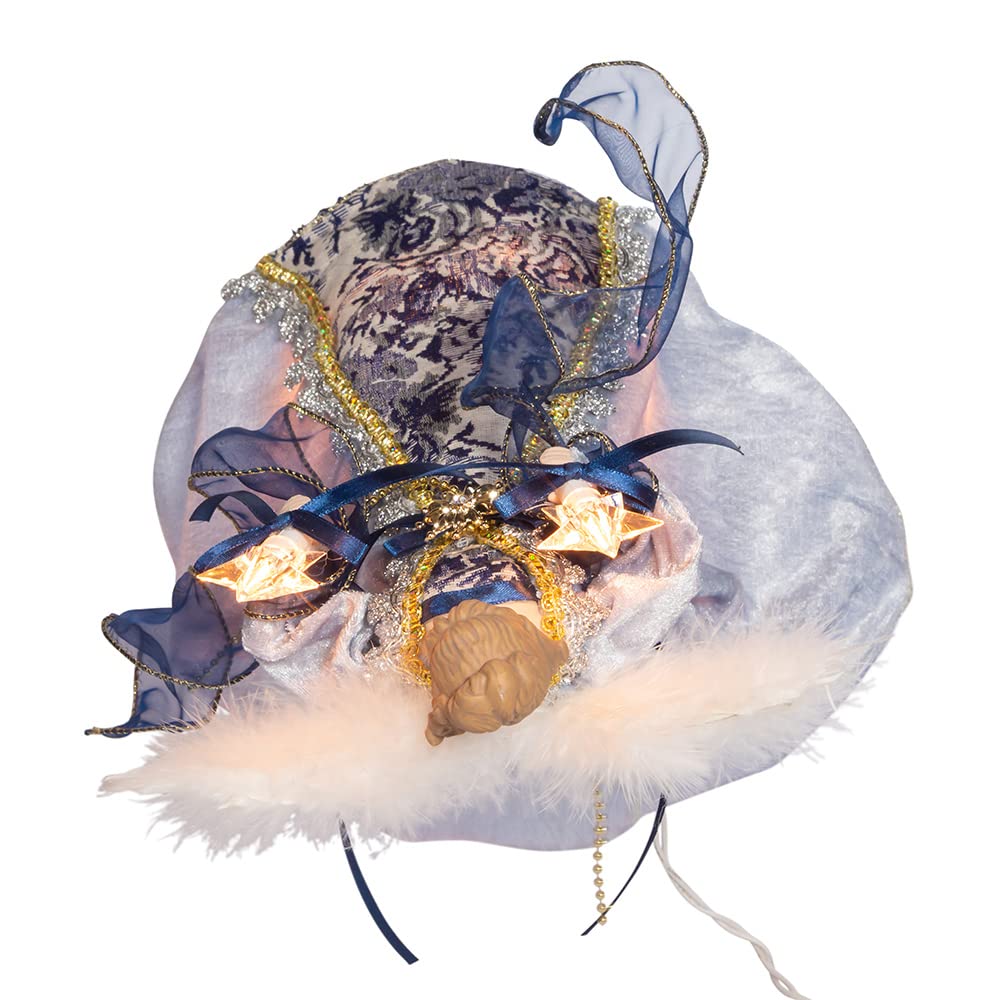 12-Inch UL 10-Light Delft Blue with Gold Angel Tree Topper