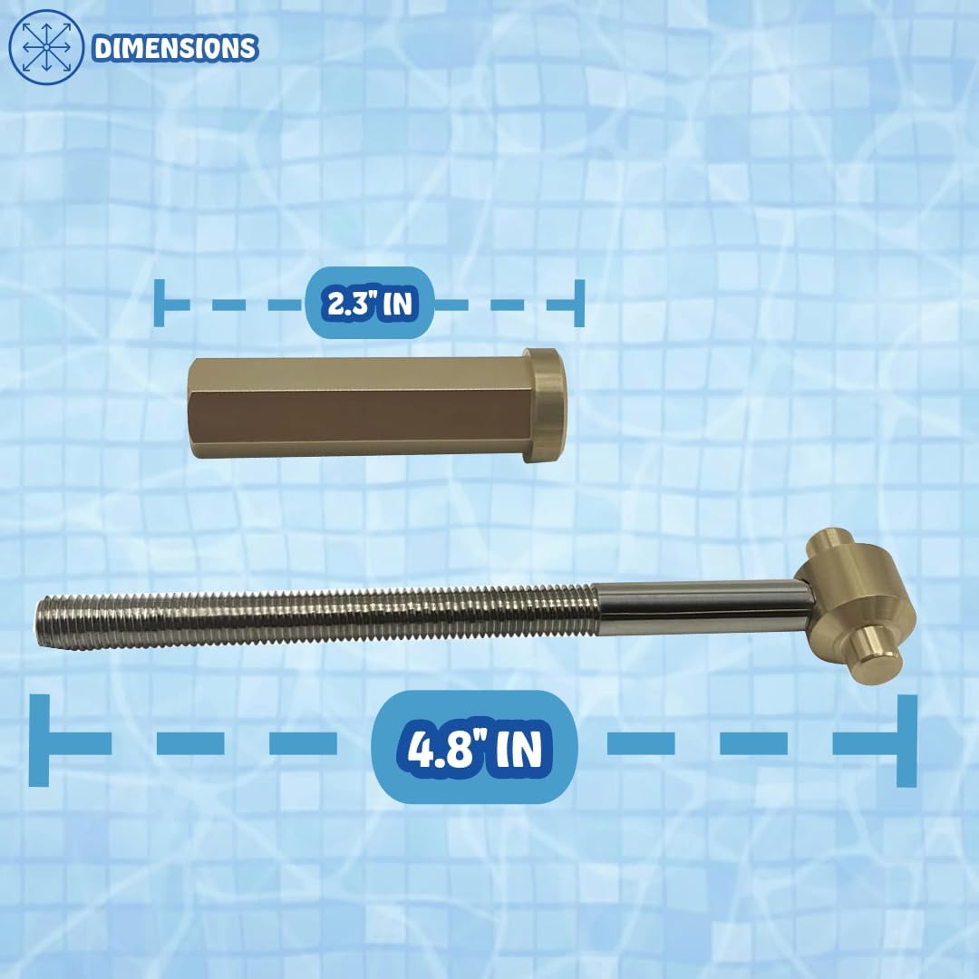 Poolzilla Brass Clamp Ring Knob Assembly with Threaded Rod and Retainer, Compatible with R0357500, Jandy & Zodiac