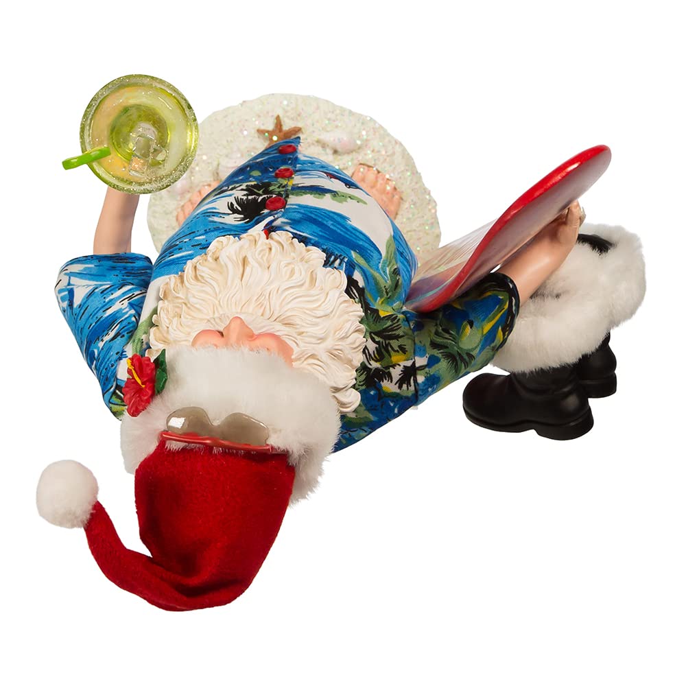 Kurt S. Adler 11-Inch Fabrich‚ Santa with Surfboard and Drink