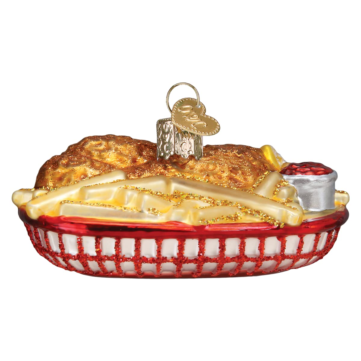 Old World Christmas Chicken Basket Glass Blown Ornament for Christmas Tree