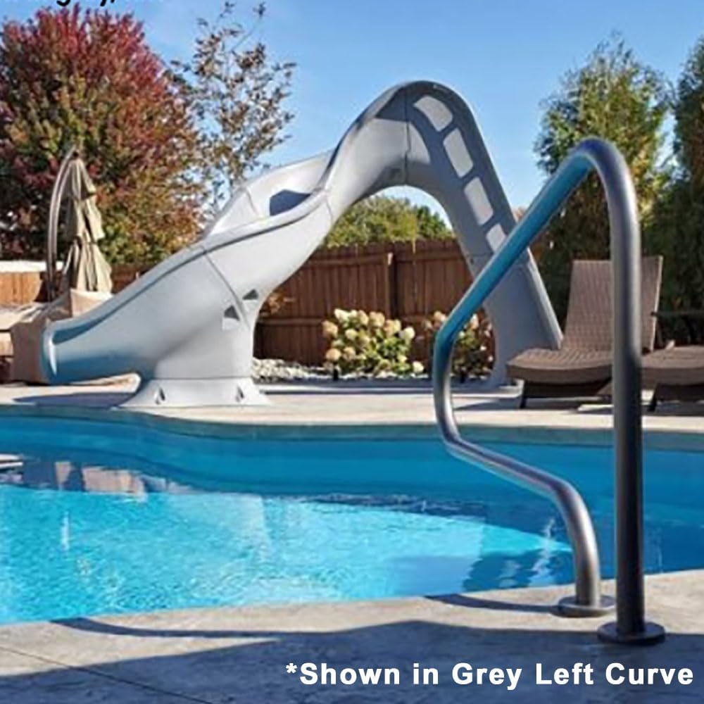 Global Pool Products RIP Tide - Deck Mounted Inground Swimming Pool Water Slide Left Curve Turn