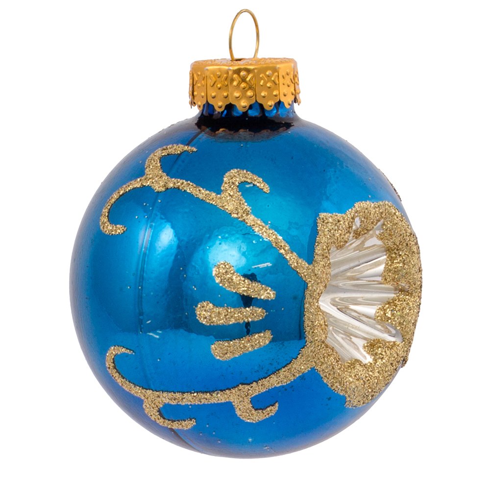 Kurt Adler Glass Reflector Ornament, 60mm, Multi-Colored, Set of 5, Christmas