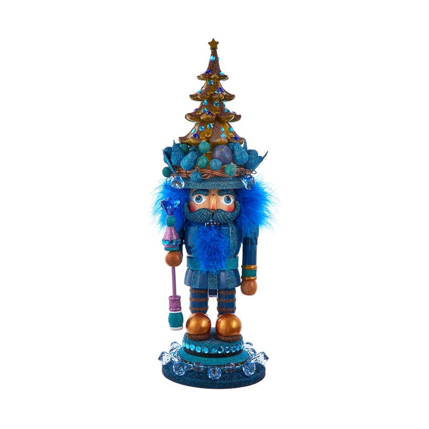 Kurt Adler Hollywood Wooden Nutcracker Collection, Blue with Tree, 18