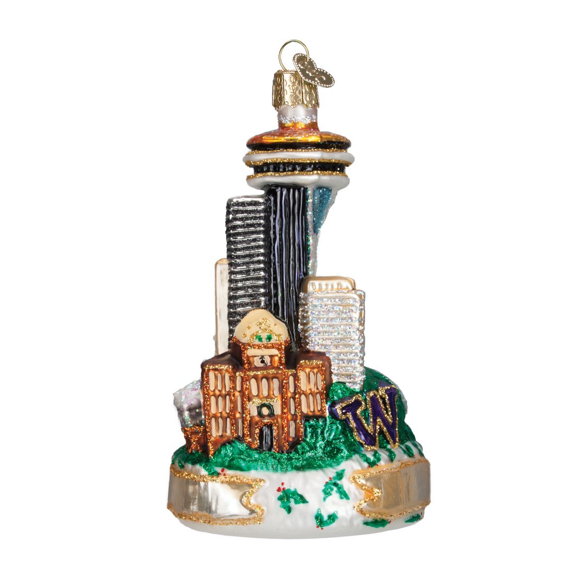 Old World Christmas Cities, Places and Landmarks Glass Blown Ornaments for Christmas Tree Seattle Skyline