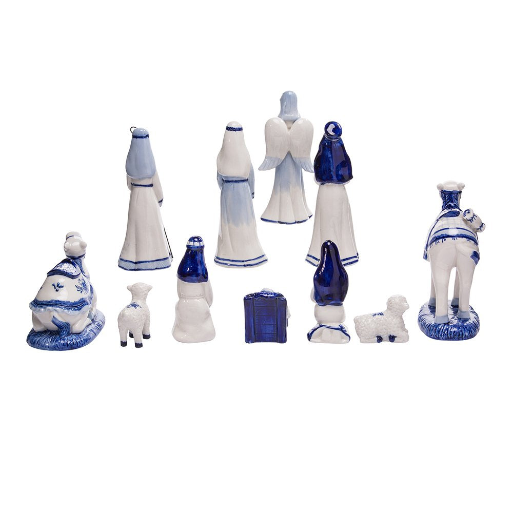 Kurt S. Adler Kurt Adler 1.97 6.7-Inch Porcelain Delft Blue 11-Piece Nativity Set