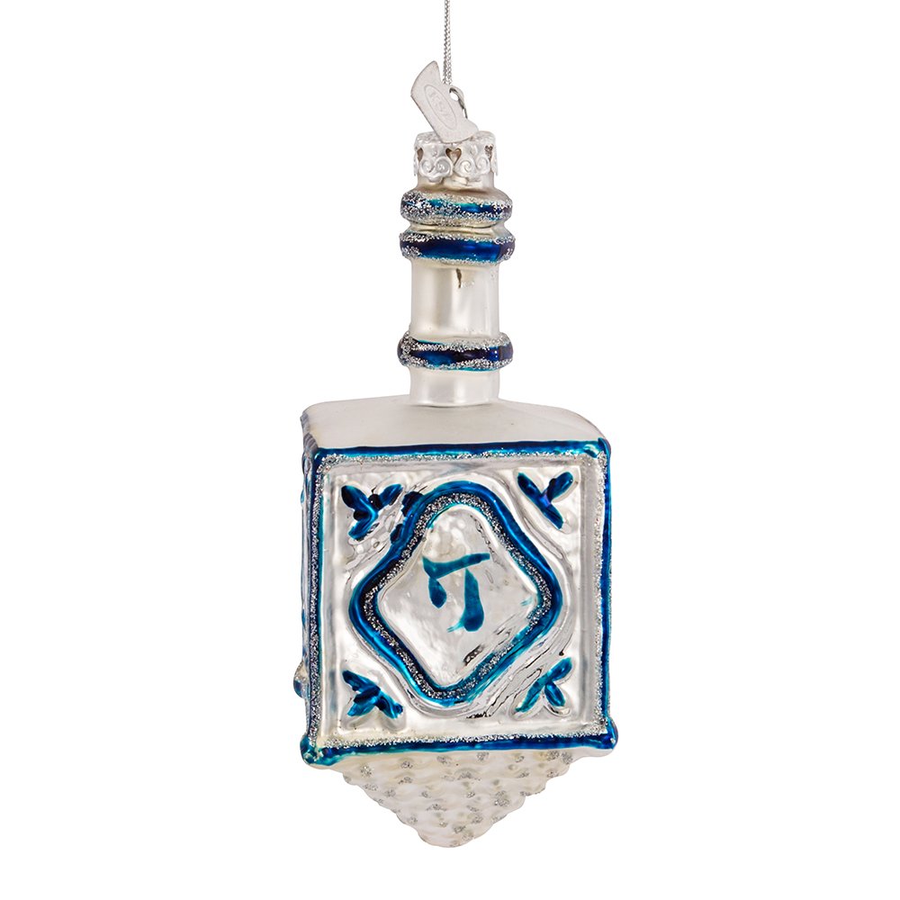Kurt Adler 4-1/4-Inch Noble Gems Glass Jewish Dreidel Ornament for Hanukkah