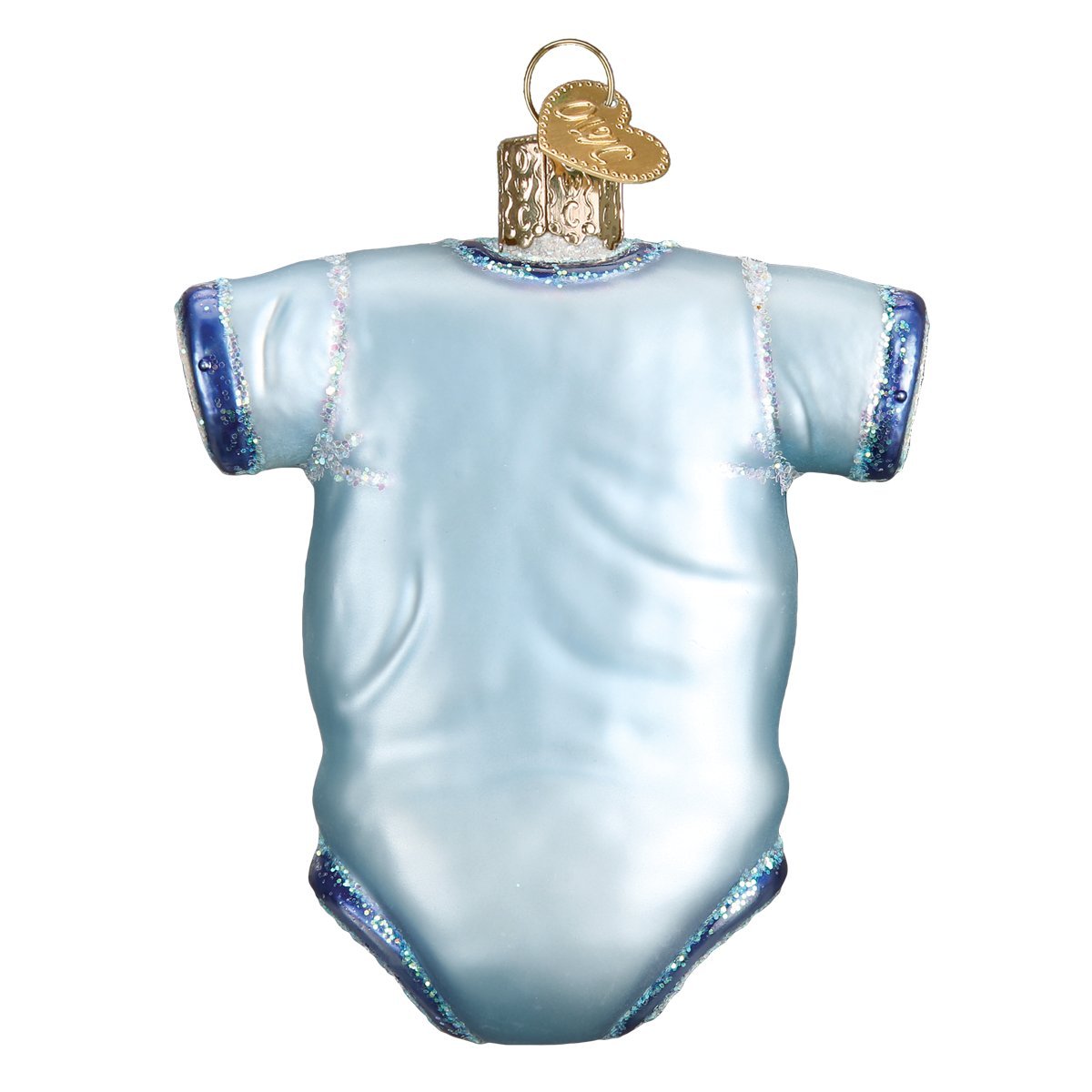 Old World Christmas Blue Baby Onesie Glass Blown Ornament for Christmas Tree, Handcrafted Holiday Decoration, Baby’s First Christmas Collection