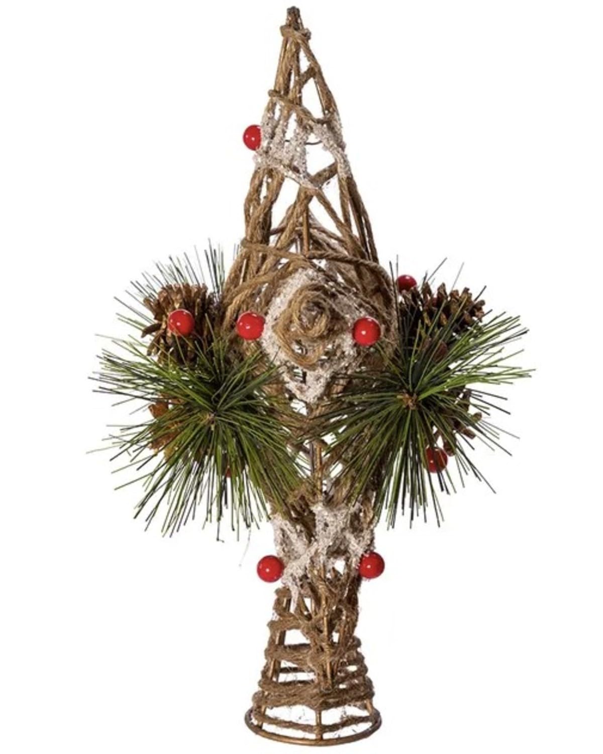 Kurt Adler 11-Inch Natural Star with Pinecones Treetop