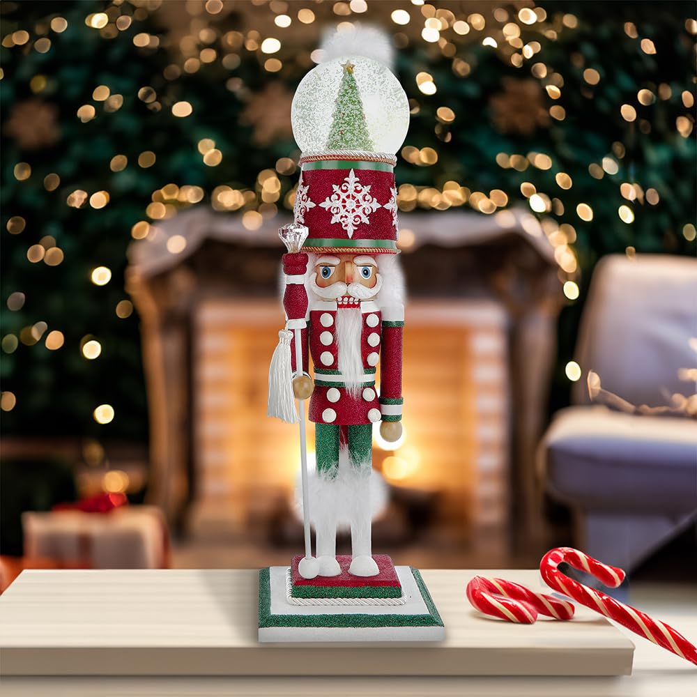 Kurt Adler Hollywood Nutcracker Collection, Battery Operated Deck The Halls Musical Water Globe Hat, 21in
